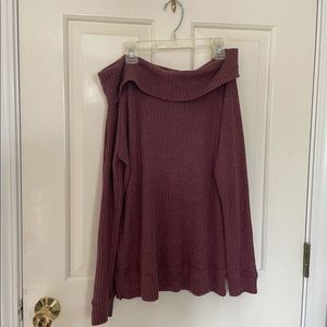 plum off the shoulder sweater